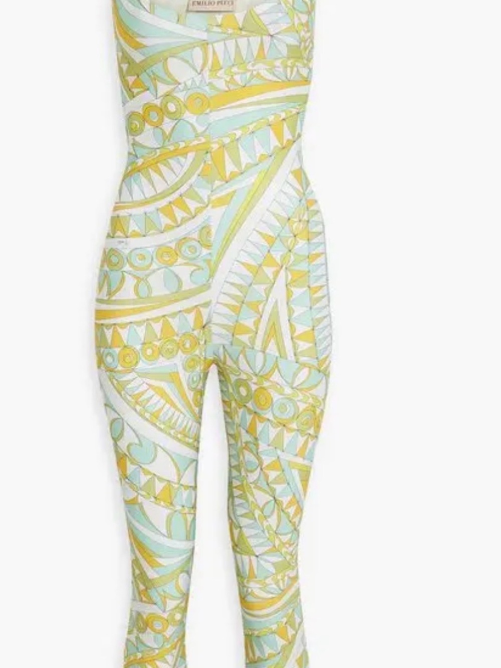 Emilio Pucci Geo-Print Stretch Jumpsuit in Yellow, Mint & White
